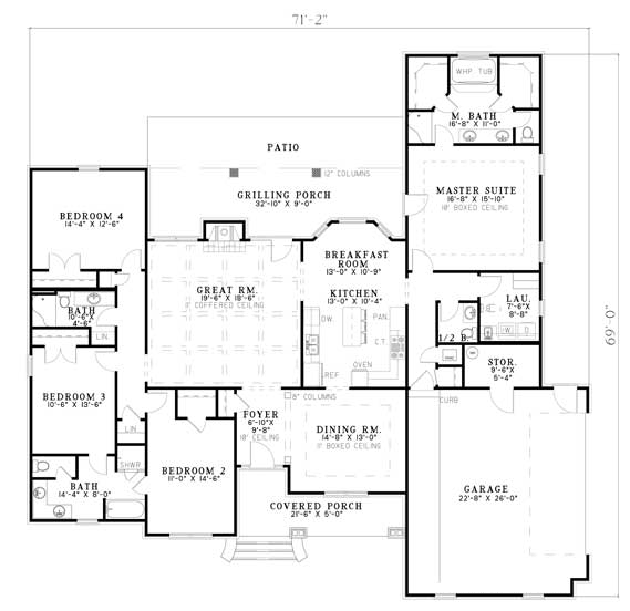 One-Story Level One of Plan 61389