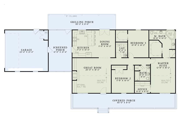 Country One-Story Ranch Southern Level One of Plan 61392