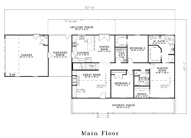 Country One-Story Ranch Southern Alternate Level One of Plan 61392