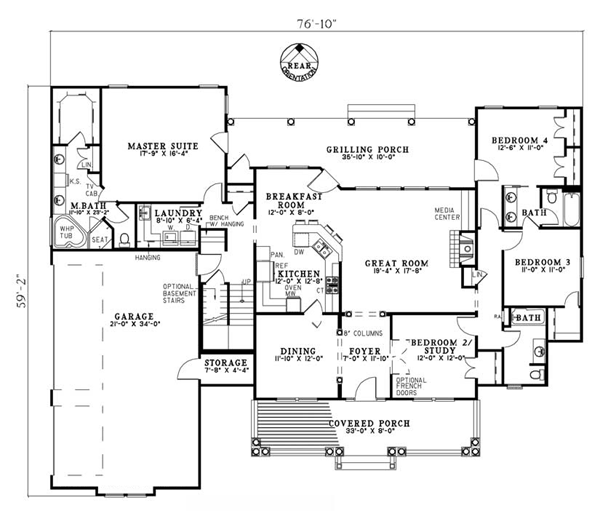 Cape Cod Country Craftsman Level One of Plan 61393