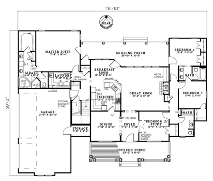 House Plan 61393 First Level Plan