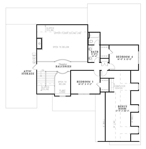 Country Craftsman Farmhouse Level Two of Plan 61394