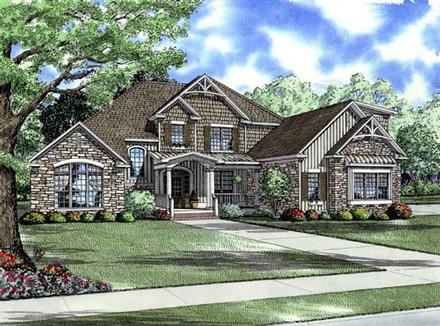 Country Craftsman Farmhouse Elevation of Plan 61394