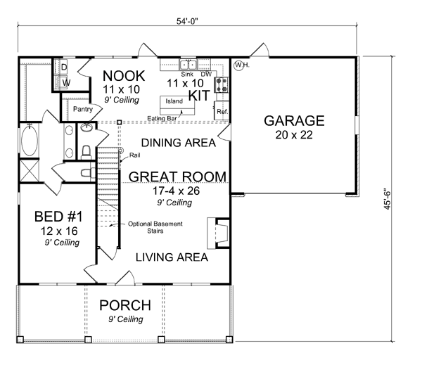 Cape Cod Country Traditional Level One of Plan 61400