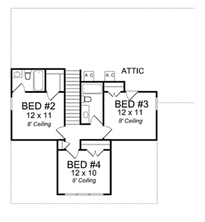 House Plan 61400 Second Level Plan