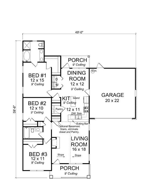 Cottage Country Traditional Level One of Plan 61401