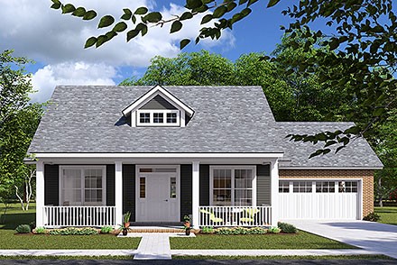 Cape Cod Country Southern Elevation of Plan 61402