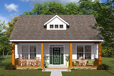 Cabin Cape Cod Southern Elevation of Plan 61405