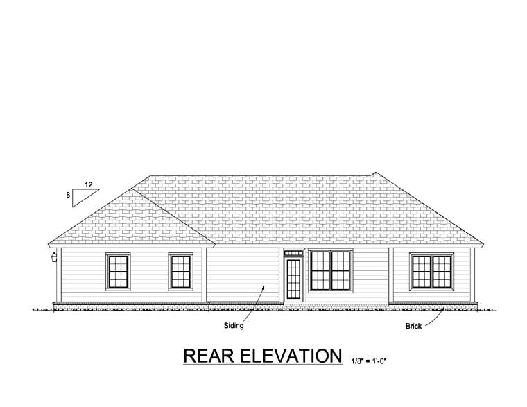 Craftsman, Traditional Plan with 1451 Sq. Ft., 3 Bedrooms, 2 Bathrooms, 2 Car Garage Picture 8