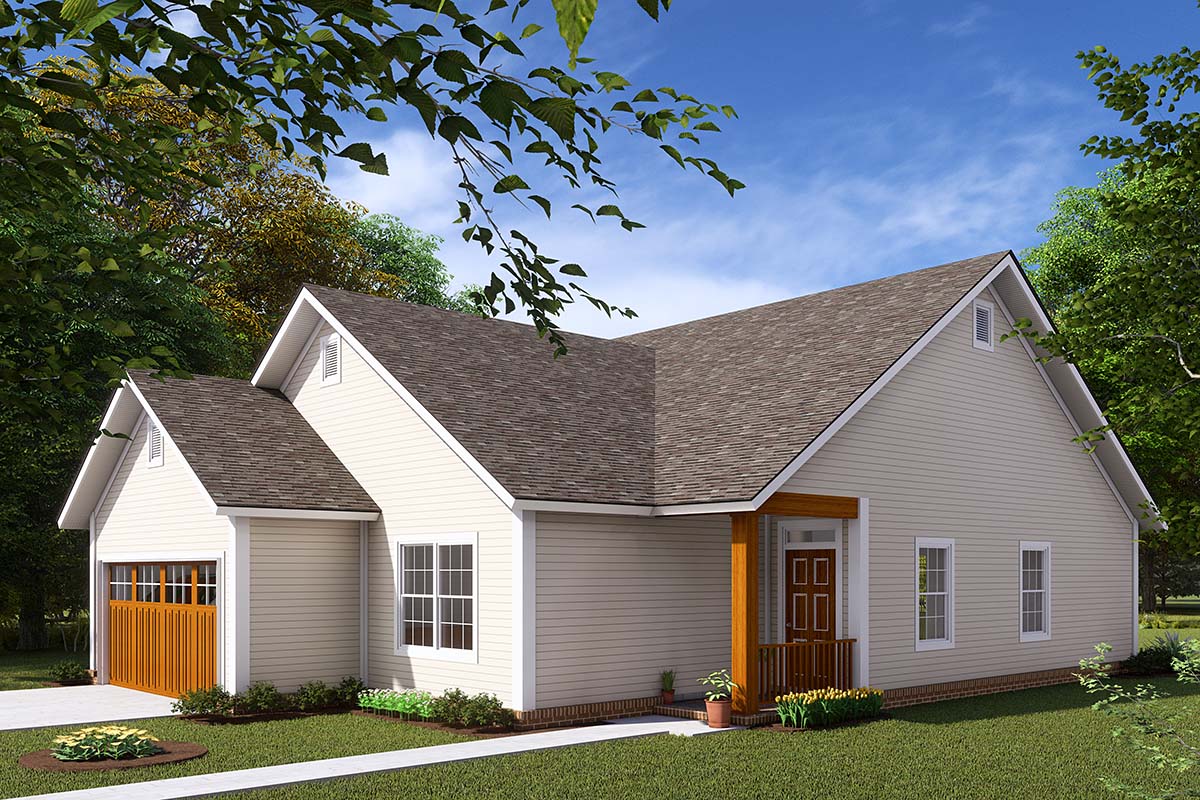 Craftsman, Traditional Plan with 1288 Sq. Ft., 3 Bedrooms, 2 Bathrooms, 2 Car Garage Picture 2