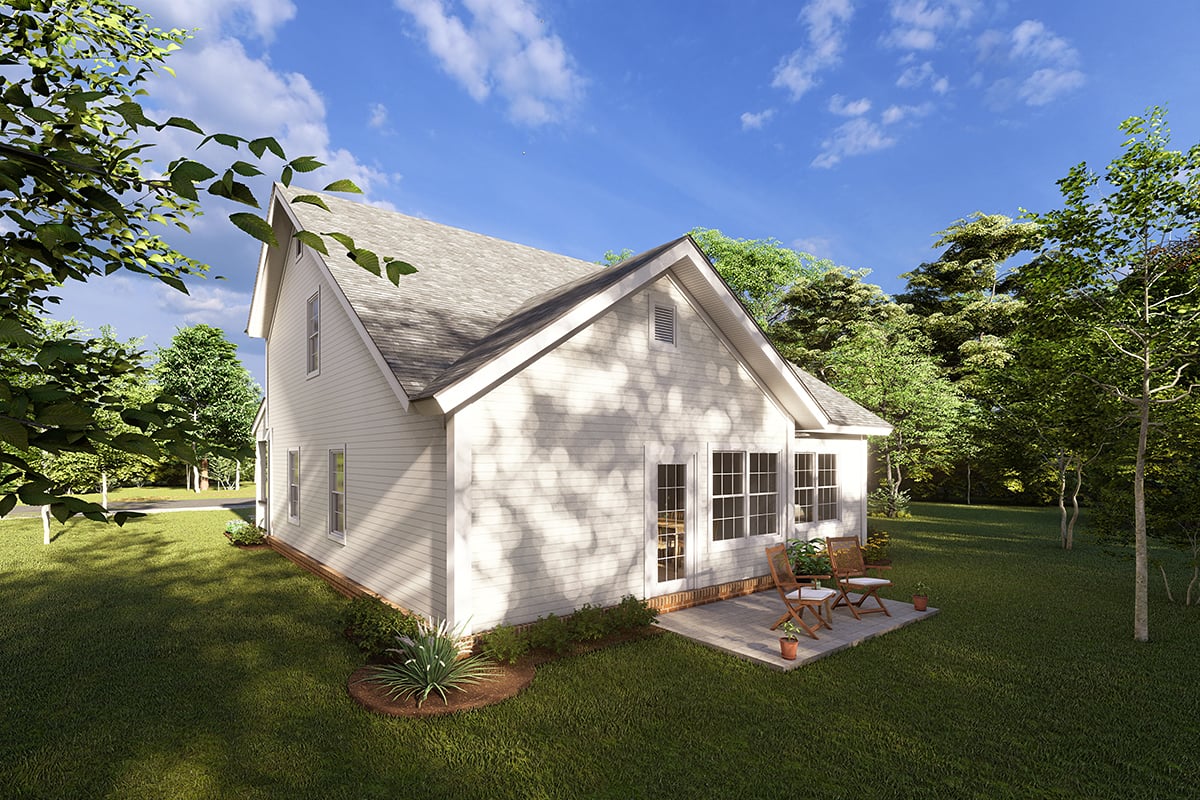 Traditional Plan with 1549 Sq. Ft., 3 Bedrooms, 3 Bathrooms, 2 Car Garage Rear Elevation