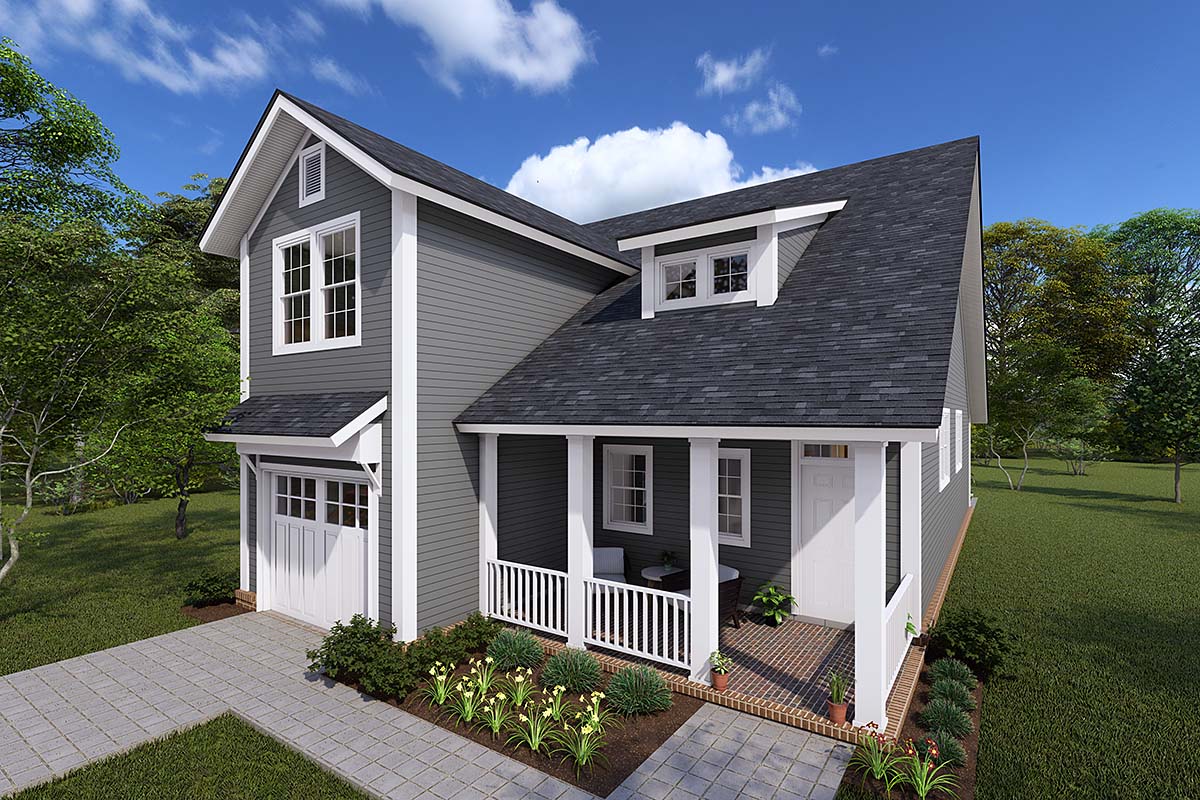 Traditional Plan with 1622 Sq. Ft., 3 Bedrooms, 3 Bathrooms, 1 Car Garage Elevation