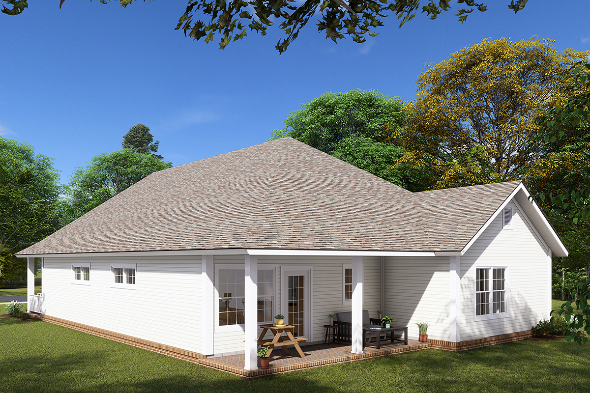 Traditional Plan with 1780 Sq. Ft., 3 Bedrooms, 2 Bathrooms, 2 Car Garage Rear Elevation