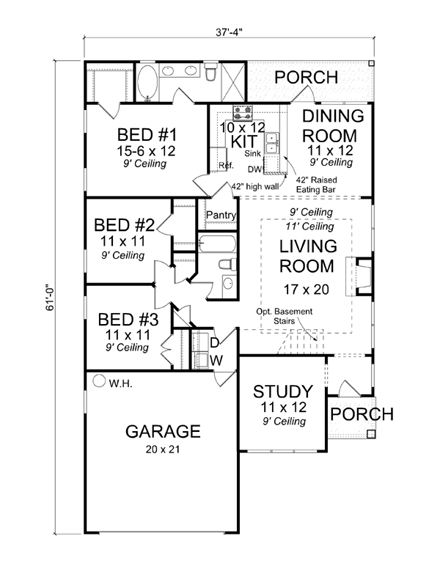 House Plan 61414 First Level Plan
