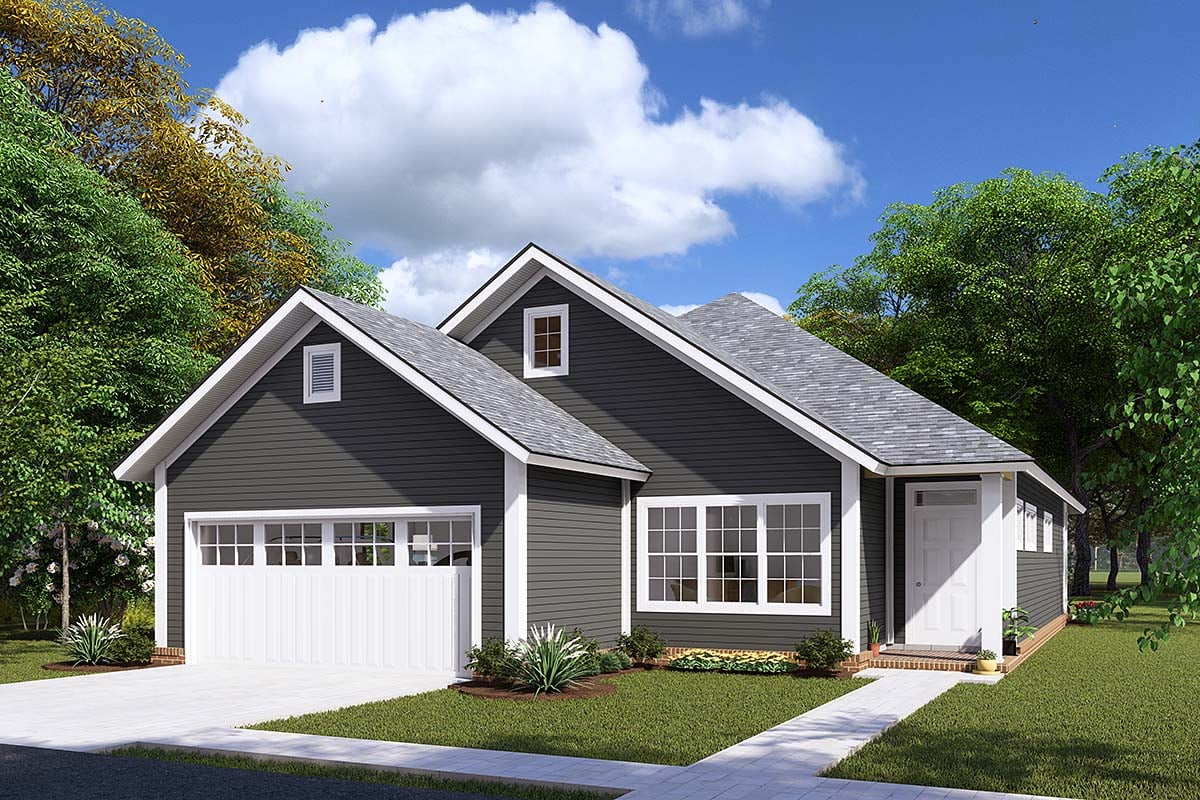 Traditional Plan with 1545 Sq. Ft., 3 Bedrooms, 2 Bathrooms, 2 Car Garage Elevation