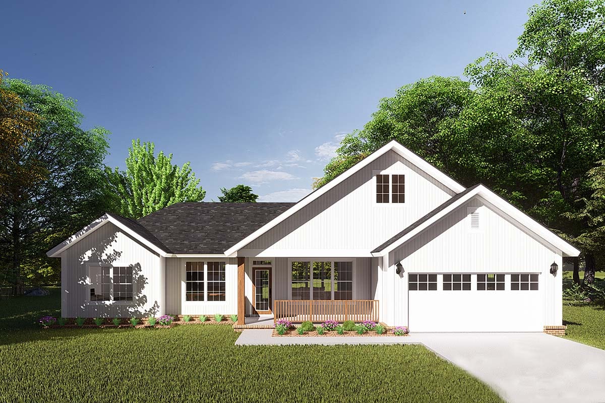 Traditional Plan with 1477 Sq. Ft., 3 Bedrooms, 2 Bathrooms, 2 Car Garage Elevation