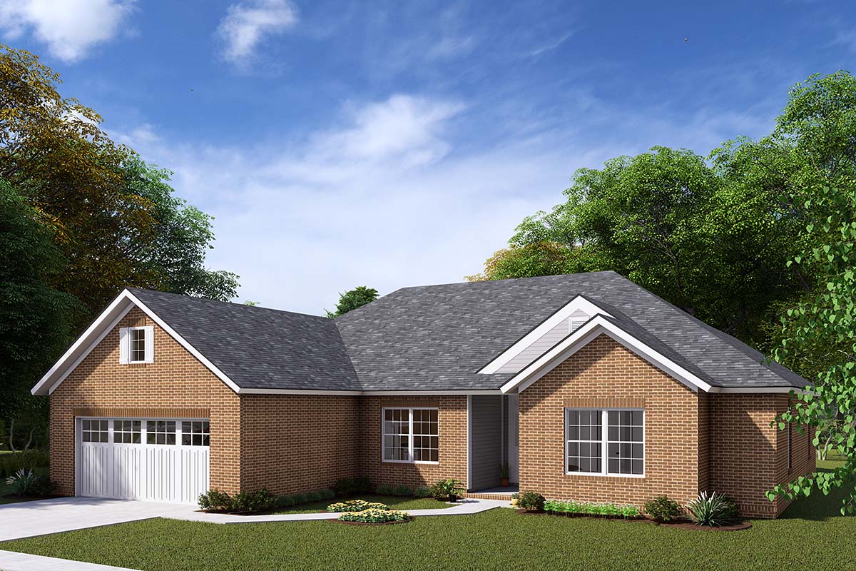 Traditional Plan with 1831 Sq. Ft., 5 Bedrooms, 3 Bathrooms, 2 Car Garage Picture 2