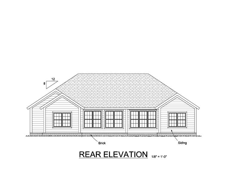 Traditional Plan with 1831 Sq. Ft., 5 Bedrooms, 3 Bathrooms, 2 Car Garage Picture 9