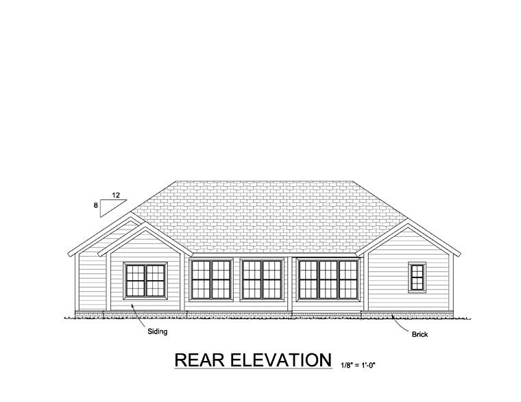 Traditional Plan with 1648 Sq. Ft., 5 Bedrooms, 3 Bathrooms, 2 Car Garage Picture 8