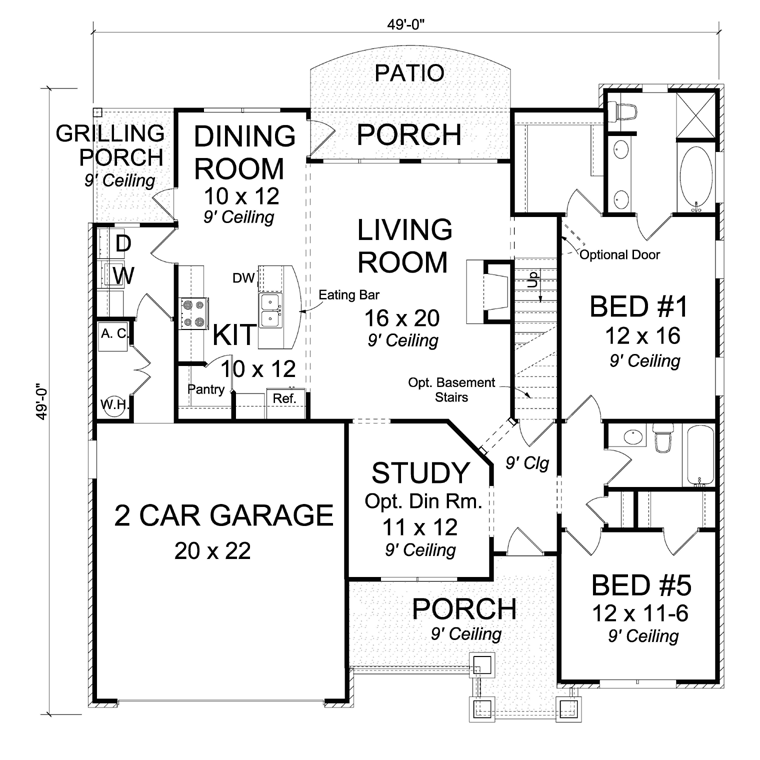 House Plan 61421 Level One