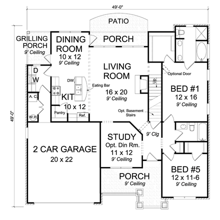 House Plan 61421 First Level Plan