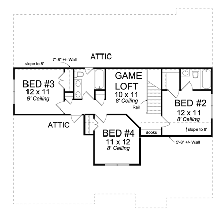 House Plan 61421 Second Level Plan