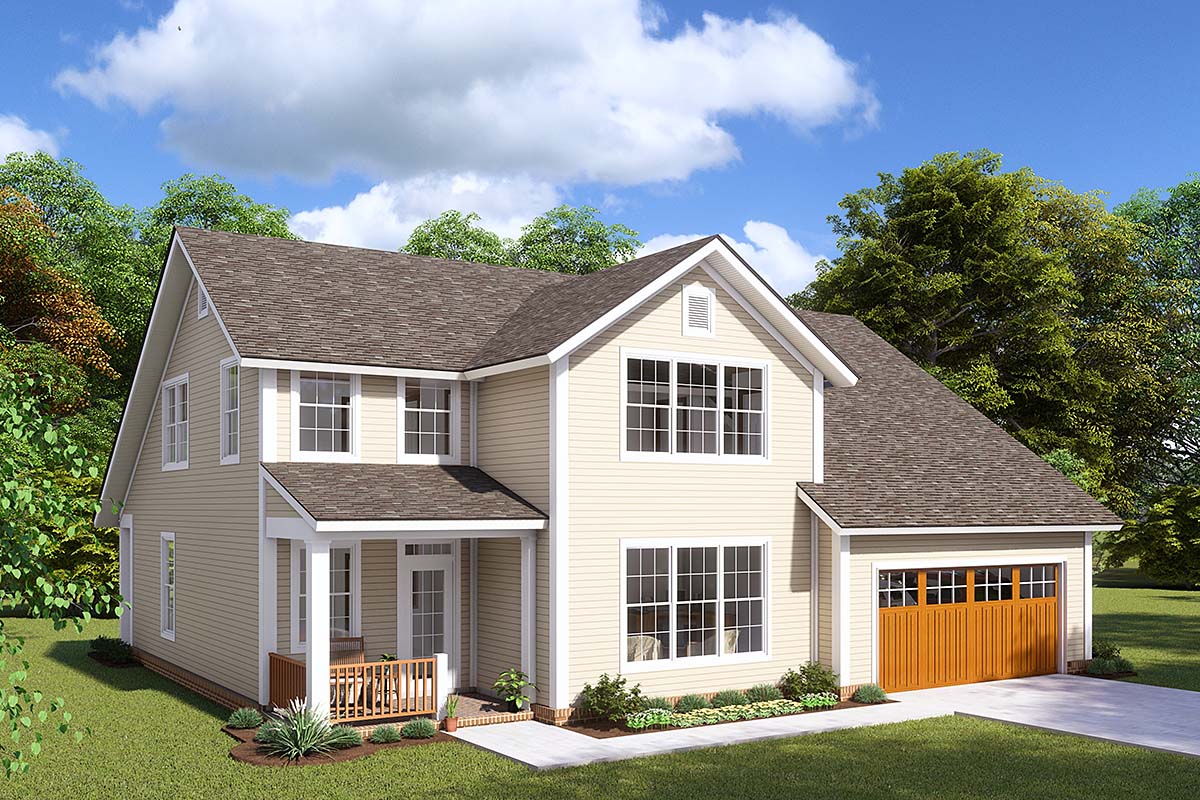 Traditional Plan with 1958 Sq. Ft., 3 Bedrooms, 3 Bathrooms, 2 Car Garage Elevation