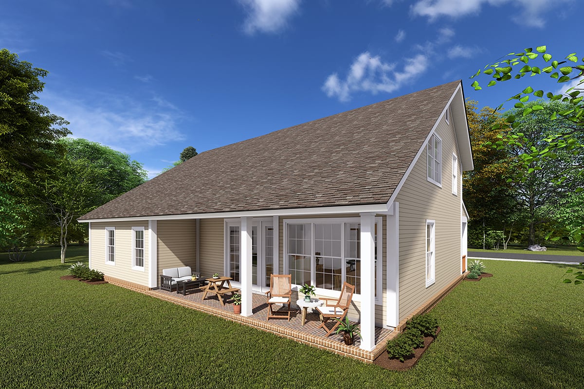 Traditional Plan with 1958 Sq. Ft., 3 Bedrooms, 3 Bathrooms, 2 Car Garage Rear Elevation