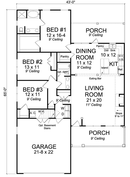 House Plan 61426 First Level Plan