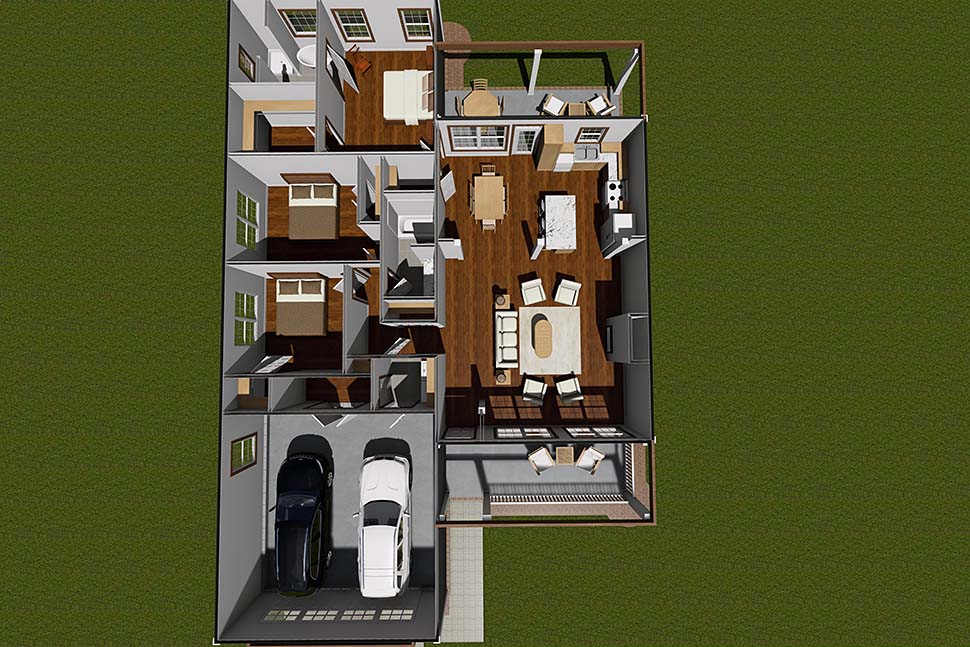 Traditional Plan with 1598 Sq. Ft., 3 Bedrooms, 2 Bathrooms, 2 Car Garage Picture 6