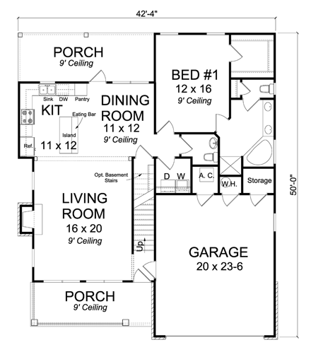 House Plan 61427 First Level Plan