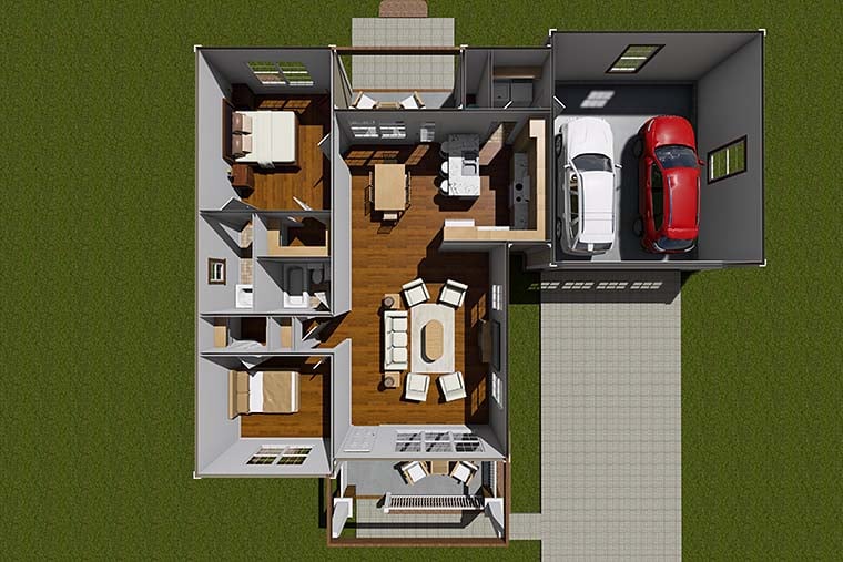 Traditional Plan with 1147 Sq. Ft., 2 Bedrooms, 2 Bathrooms, 2 Car Garage Picture 6