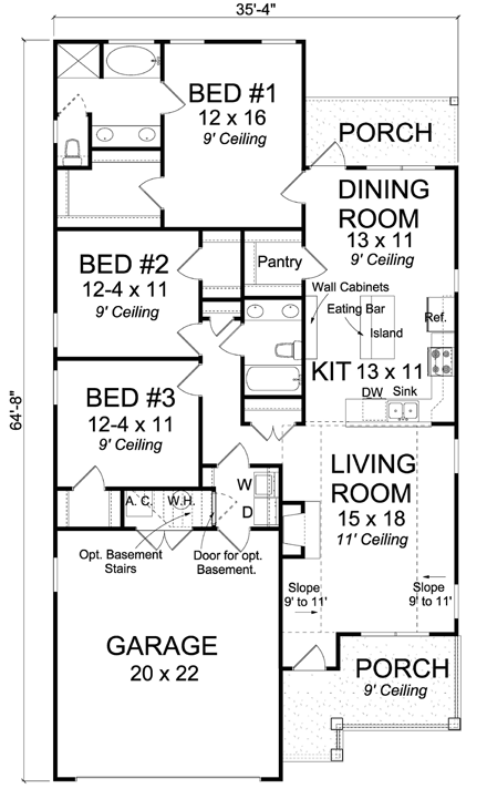 House Plan 61431 First Level Plan
