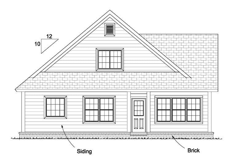 Cottage Country Traditional Rear Elevation of Plan 61433
