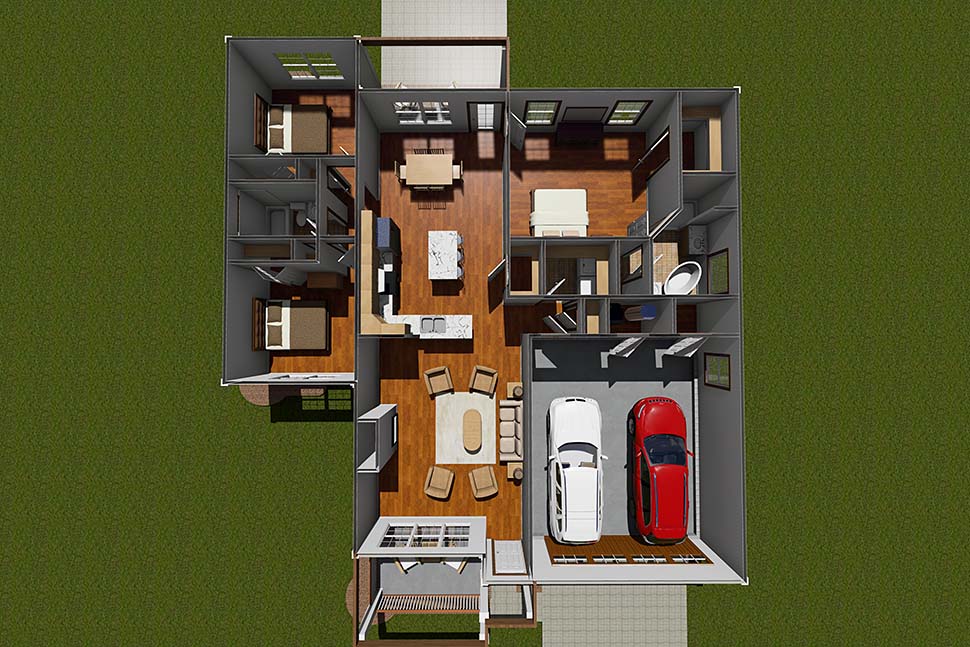 Traditional Plan with 1570 Sq. Ft., 3 Bedrooms, 2 Bathrooms, 2 Car Garage Picture 7