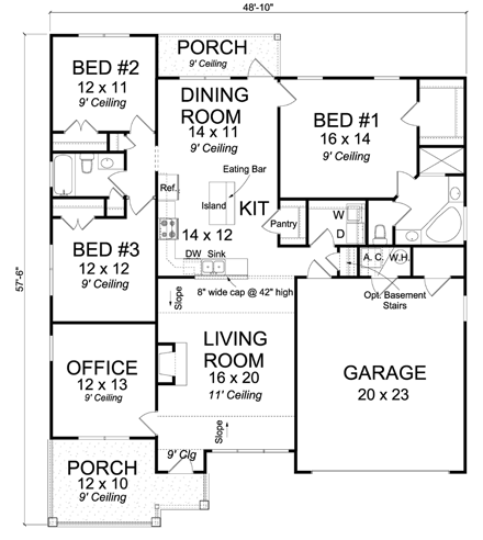 House Plan 61435 First Level Plan