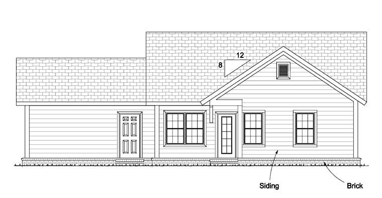 Cottage Craftsman Traditional Rear Elevation of Plan 61436