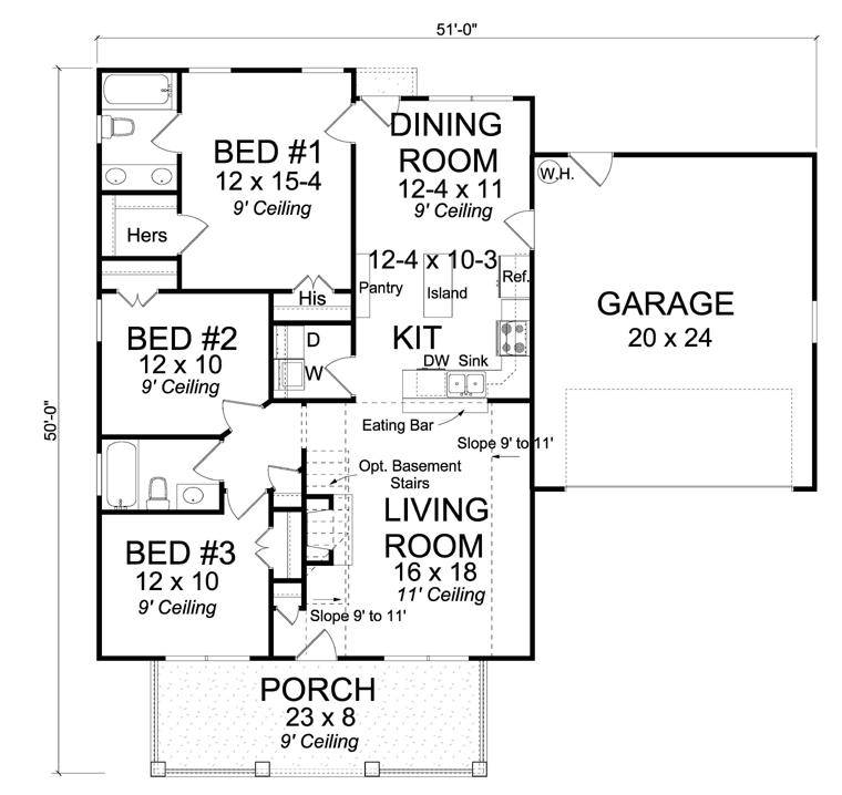 Country Traditional Level One of Plan 61438