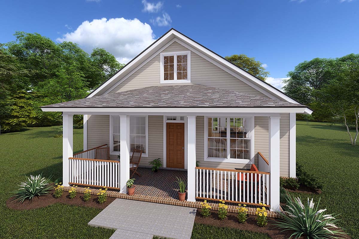 Cottage, Country, Southern, Traditional Plan with 1277 Sq. Ft., 3 Bedrooms, 2 Bathrooms Elevation