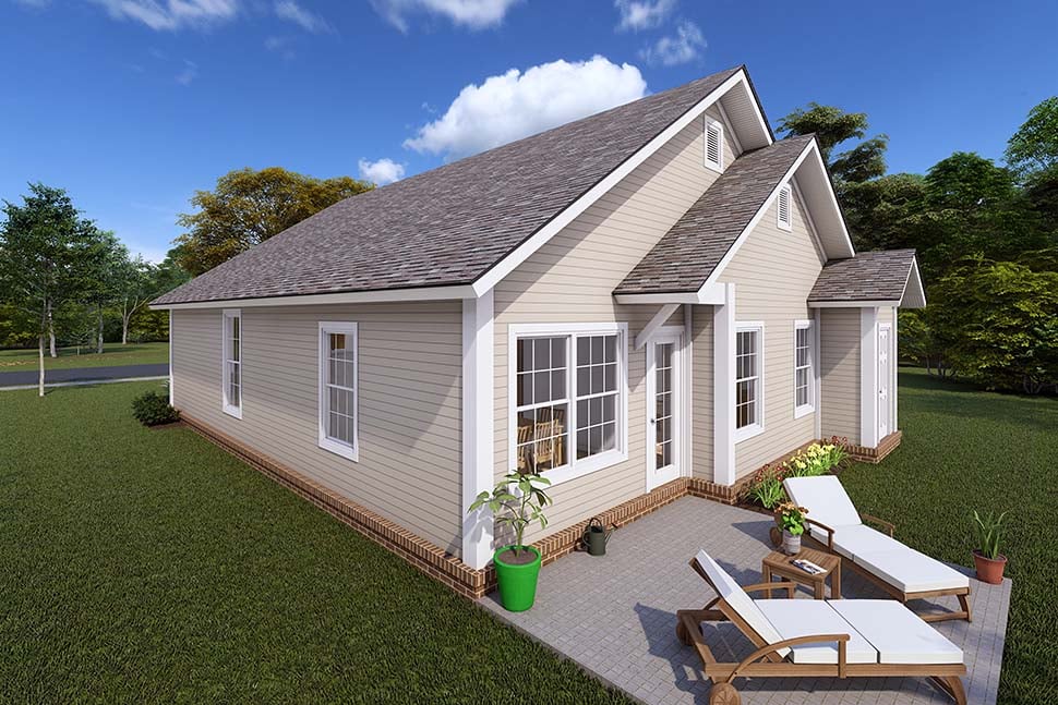 Cottage, Country, Southern, Traditional Plan with 1277 Sq. Ft., 3 Bedrooms, 2 Bathrooms Picture 2