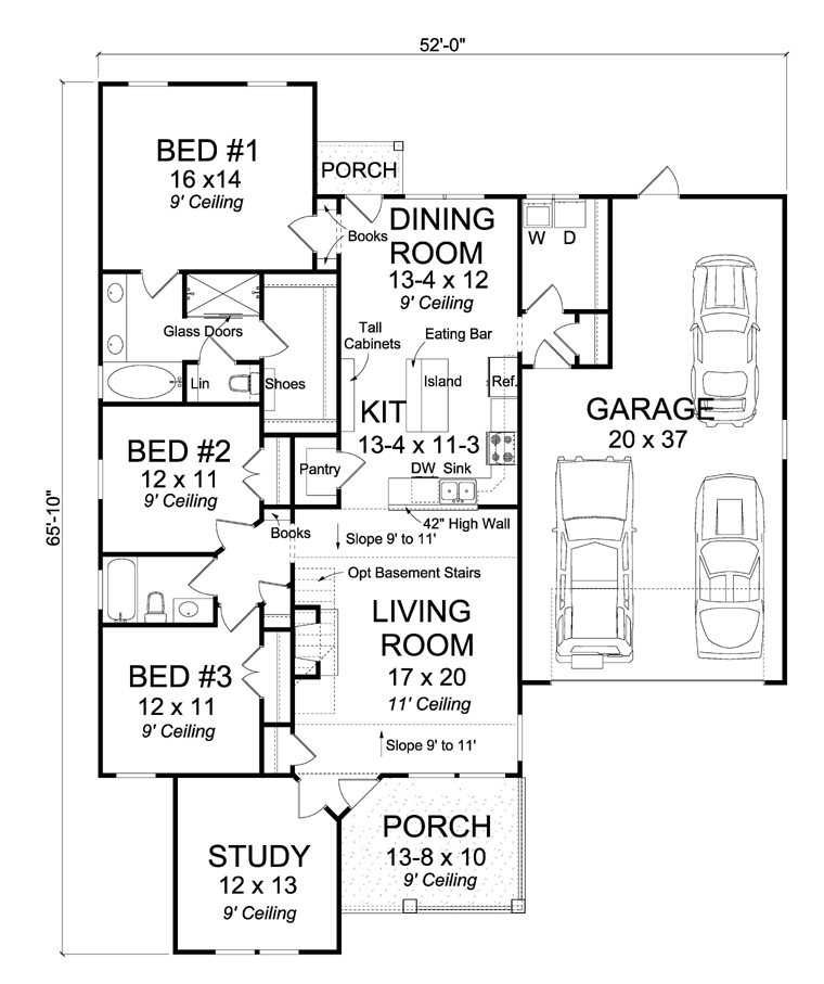 Cottage Craftsman Traditional Level One of Plan 61440