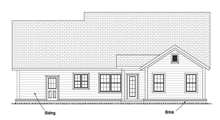 Cottage Craftsman Traditional Rear Elevation of Plan 61440