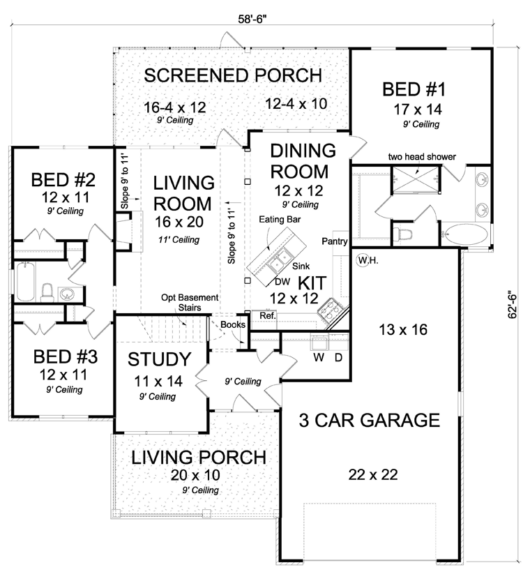 Craftsman Traditional Level One of Plan 61441