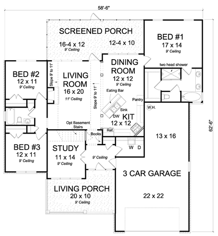 House Plan 61441 First Level Plan
