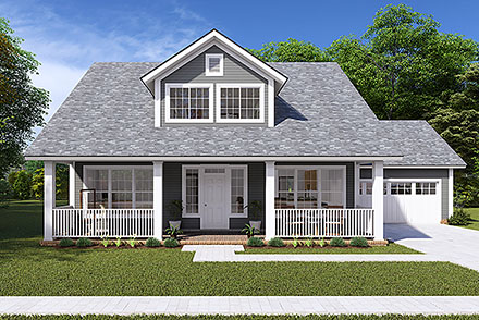 Cape Cod Country Southern Elevation of Plan 61442