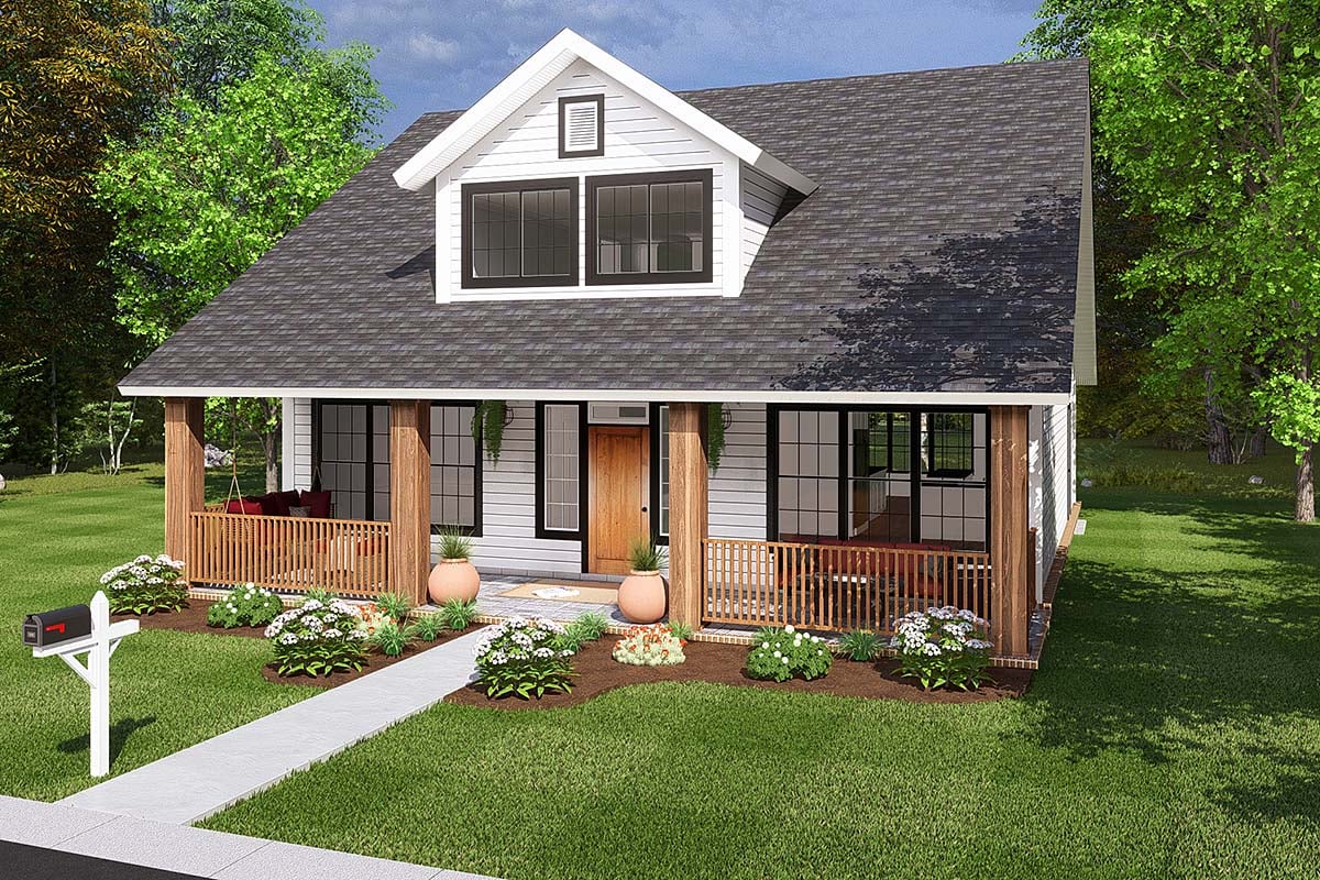 Cape Cod, Country, Southern, Traditional Plan with 2066 Sq. Ft., 3 Bedrooms, 3 Bathrooms Elevation