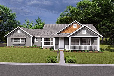 Ranch Traditional Elevation of Plan 61444