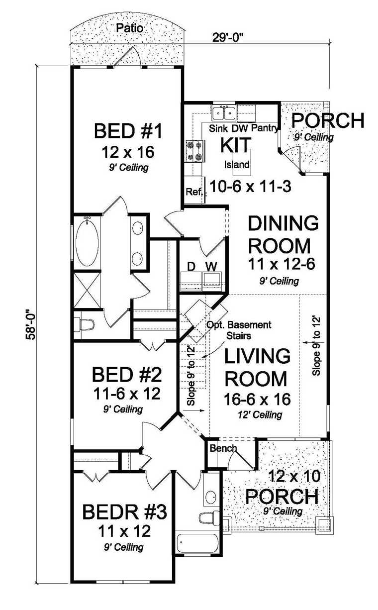 Bungalow Traditional Level One of Plan 61451