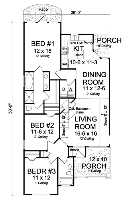 House Plan 61451 First Level Plan