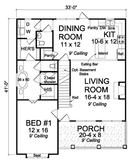 House Plan 61453 First Level Plan